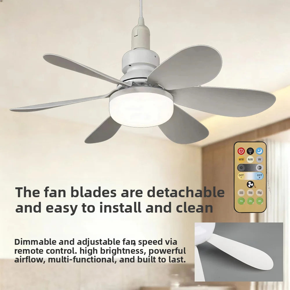 LED 30W ceiling fan light E27 with remote control for dimming suitable for living room, study, household use, 85-265V