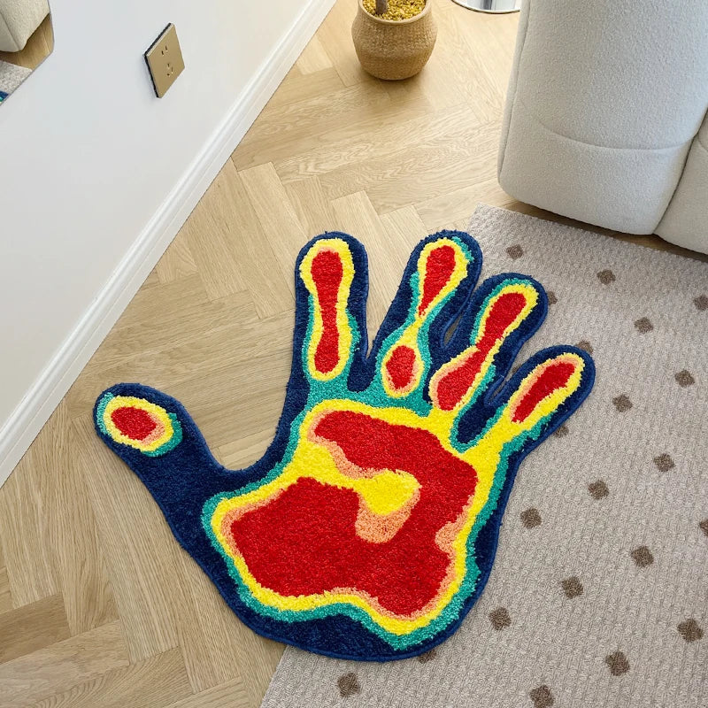Handmade Palm Rug Shape Tufted Carpet Plush Fluffy Soft Multiple Color Home Decor Living Room Bedroom Room Aesthetic