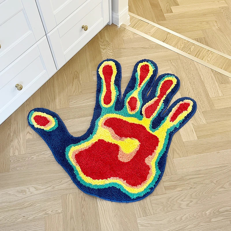 Handmade Palm Rug Shape Tufted Carpet Plush Fluffy Soft Multiple Color Home Decor Living Room Bedroom Room Aesthetic