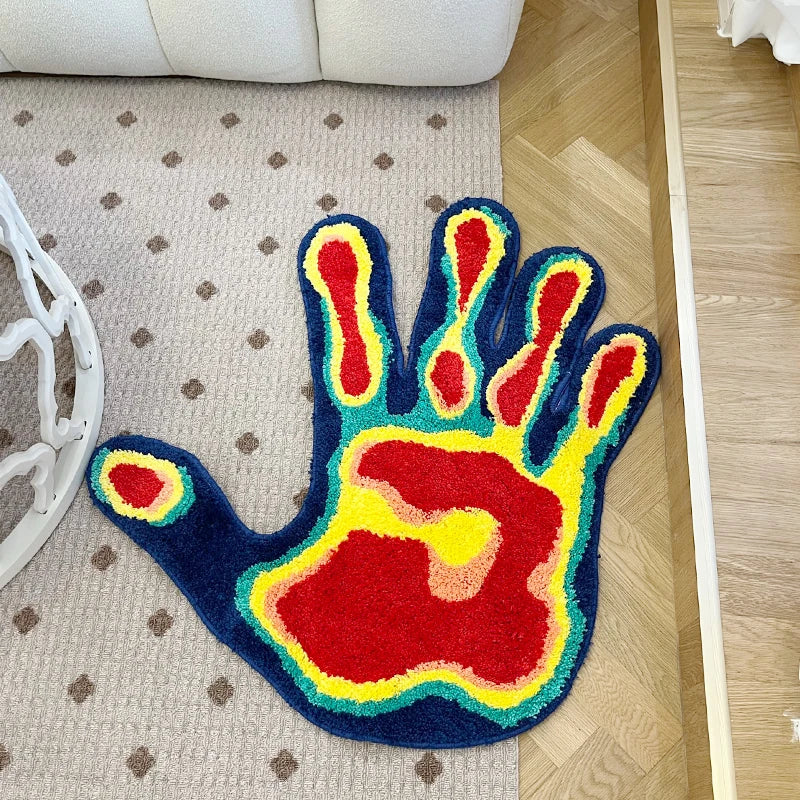 Handmade Palm Rug Shape Tufted Carpet Plush Fluffy Soft Multiple Color Home Decor Living Room Bedroom Room Aesthetic